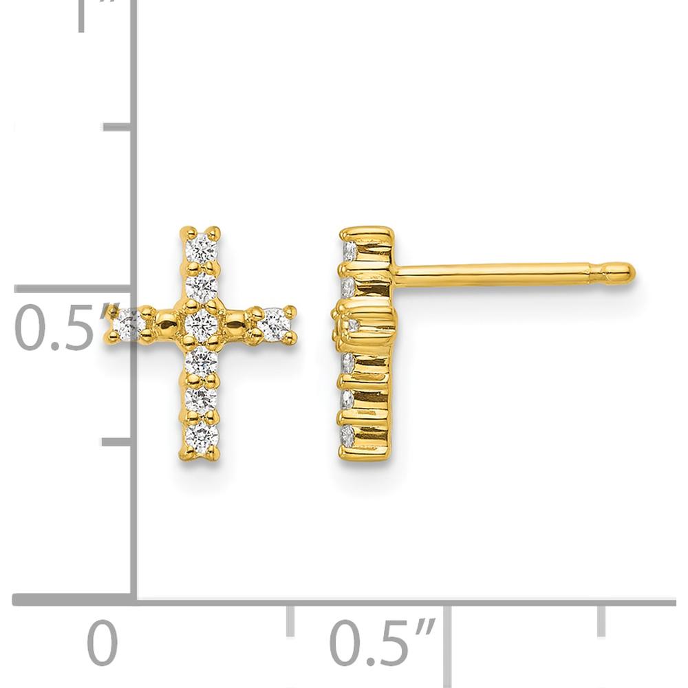 14K Yellow Gold Polished Diamond Cross Post Stud Earrings - 0.064 Carat Total Diamond Weight by Oro Pregiato