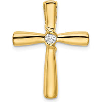 14K Yellow Gold Polished Diamond Cross Slide Pendant - 0.104 Carat Round Diamond by Oro Pregiato