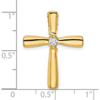 14K Yellow Gold Polished Diamond Cross Slide Pendant - 0.104 Carat Round Diamond by Oro Pregiato