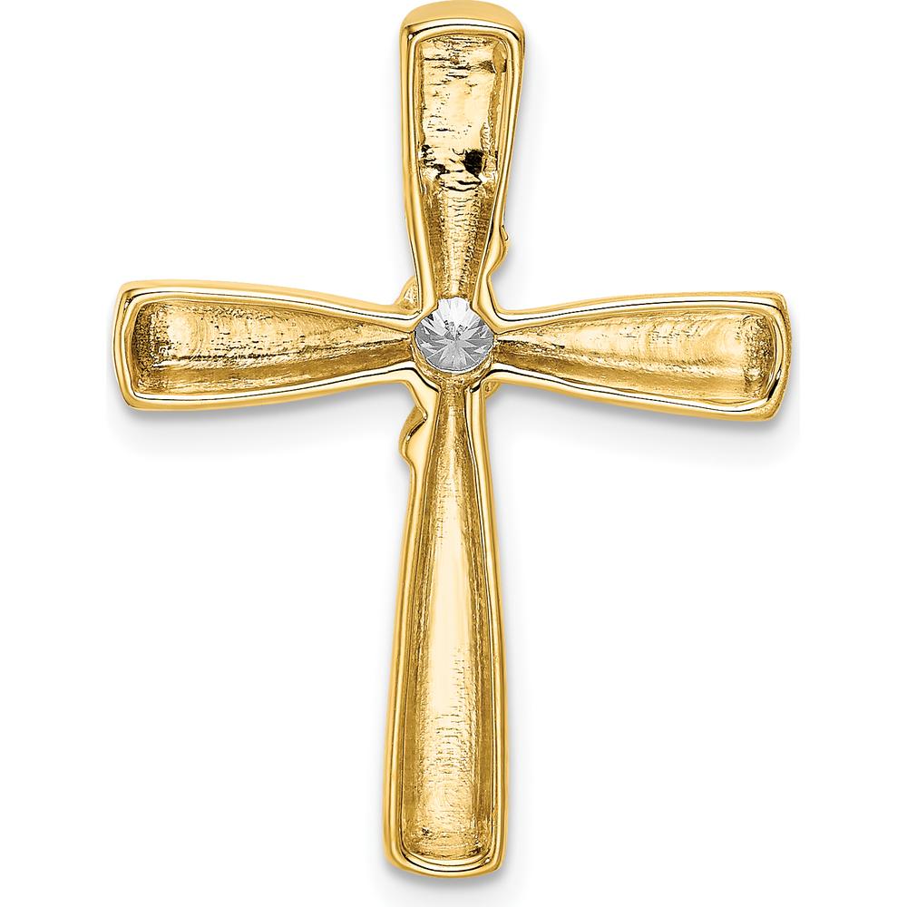 14K Yellow Gold Polished Diamond Cross Slide Pendant - 0.104 Carat Round Diamond by Oro Pregiato