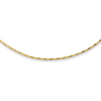 14K Yellow Gold Polished Diamond-cut 1.25mm Twisted Omega Necklace with 2" Heart Chain Extender by 0