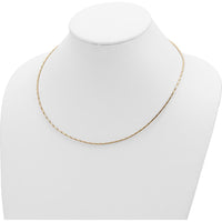 14K Yellow Gold Polished Diamond-cut 1.25mm Twisted Omega Necklace with 2" Heart Chain Extender by 0