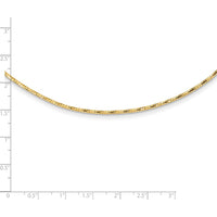 14K Yellow Gold Polished Diamond-cut 1.25mm Twisted Omega Necklace with 2" Heart Chain Extender by 0