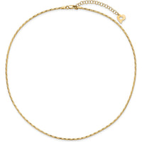 14K Yellow Gold Polished Diamond-cut 1.25mm Twisted Omega Necklace with 2" Heart Chain Extender by 0