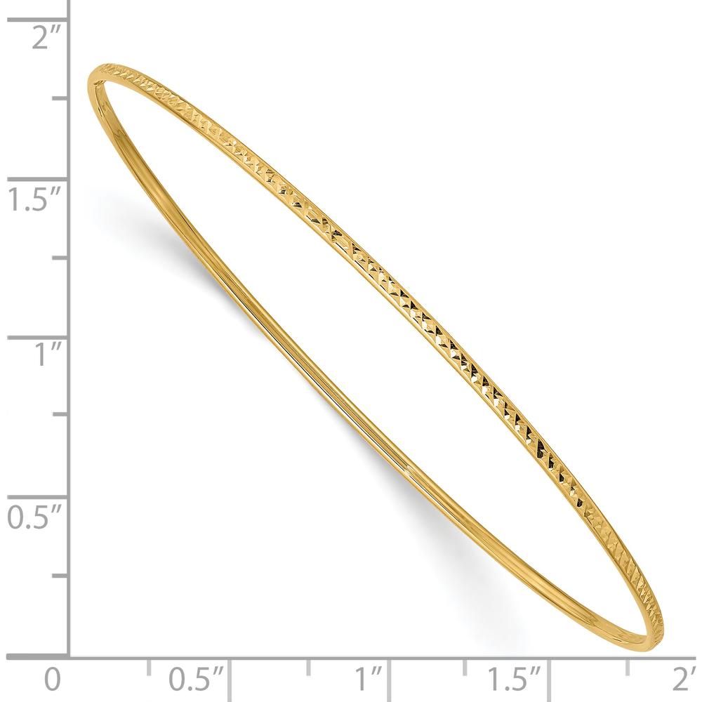 14K Yellow Gold Polished Diamond-Cut 1.50mm Slip-On Round Bangle Bracelet - 8 Inches by Oro Pregiato