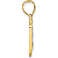 14K Yellow Gold Polished Diamond-Cut $100 Bill Pendant with Rhodium Accents by Oro Pregiato