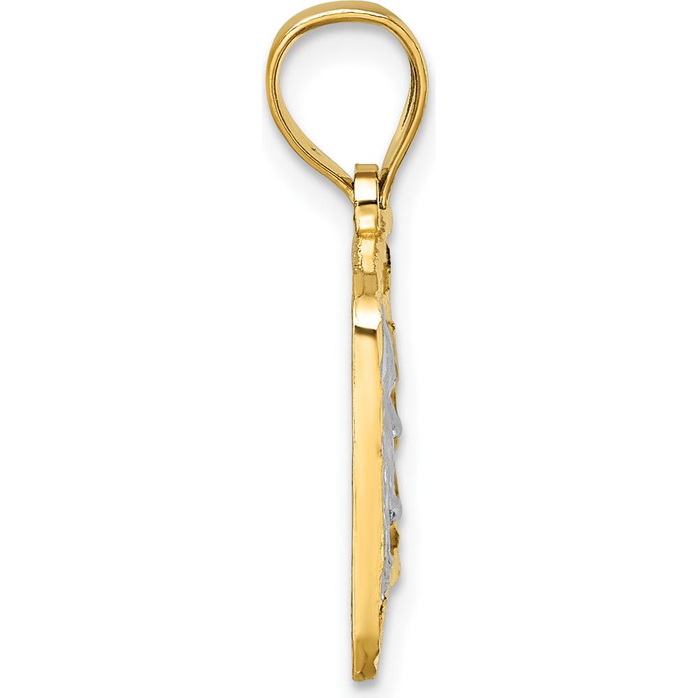 14K Yellow Gold Polished Diamond-Cut $100 Bill Pendant with Rhodium Accents by Oro Pregiato