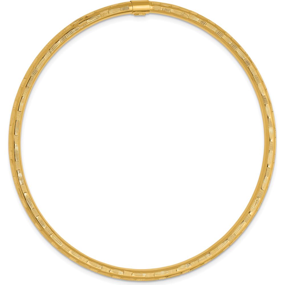14K Yellow Gold Polished Diamond-Cut 3.00mm Slip-On Bangle Bracelet by Oro Pregiato