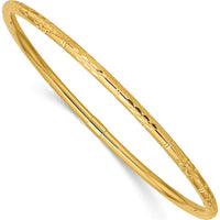 14K Yellow Gold Polished Diamond-Cut 3.00mm Slip-On Round Bangle Bracelet by Oro Pregiato