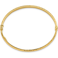 14K Yellow Gold Polished Diamond-Cut 4.00mm Hinged Oval Bangle Bracelet by Oro Pregiato
