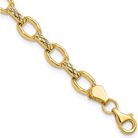 14K Yellow Gold Polished Diamond-Cut 7mm Fancy Link 7" Bracelet by 0