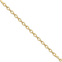 14K Yellow Gold Polished Diamond-Cut 7mm Fancy Link 7" Bracelet by 0
