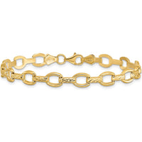 14K Yellow Gold Polished Diamond-Cut 7mm Fancy Link 7" Bracelet by 0