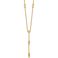 14K Yellow Gold Polished Diamond-Cut and Beaded 16" Lariat Necklace with 2" Extender by 0