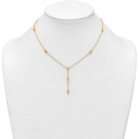 14K Yellow Gold Polished Diamond-Cut and Beaded 16" Lariat Necklace with 2" Extender by 0