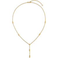 14K Yellow Gold Polished Diamond-Cut and Beaded 16" Lariat Necklace with 2" Extender by 0