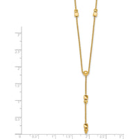 14K Yellow Gold Polished Diamond-Cut and Beaded 16" Lariat Necklace with 2" Extender by 0