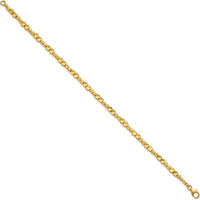 14K Yellow Gold Polished Diamond-Cut and Square Beaded 7" Bracelet with Lobster Clasp by Oro Pregiato