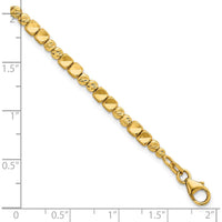 14K Yellow Gold Polished Diamond-Cut and Square Beaded 7" Bracelet with Lobster Clasp by Oro Pregiato