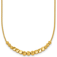 14K Yellow Gold Polished Diamond-Cut and Square Beaded Necklace with 2" Extender by 0