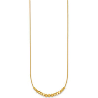 14K Yellow Gold Polished Diamond-Cut and Square Beaded Necklace with 2" Extender by 0