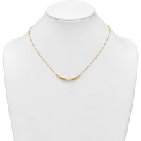 14K Yellow Gold Polished Diamond-Cut and Square Beaded Necklace with 2" Extender by 0