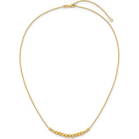 14K Yellow Gold Polished Diamond-Cut and Square Beaded Necklace with 2" Extender by 0