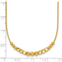 14K Yellow Gold Polished Diamond-Cut and Square Beaded Necklace with 2" Extender by 0