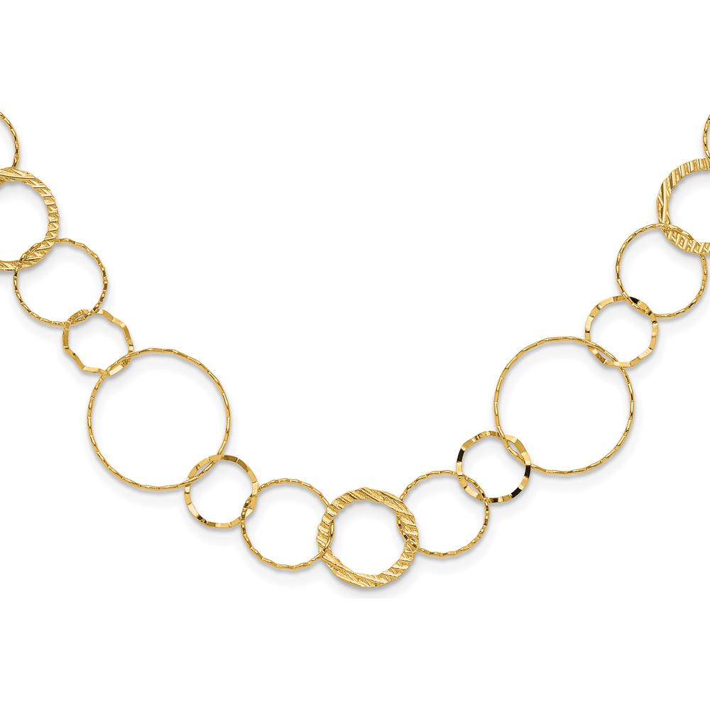 14K Yellow Gold Polished Diamond-Cut and Textured Circles 18" Necklace by 0