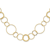 14K Yellow Gold Polished Diamond-cut and Textured Circles 24" Necklace by 0