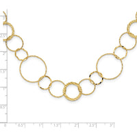 14K Yellow Gold Polished Diamond-cut and Textured Circles 24" Necklace by 0