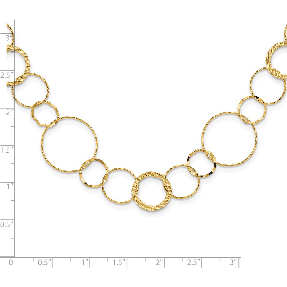 14K Yellow Gold Polished Diamond-cut and Textured Circles 24" Necklace by 0
