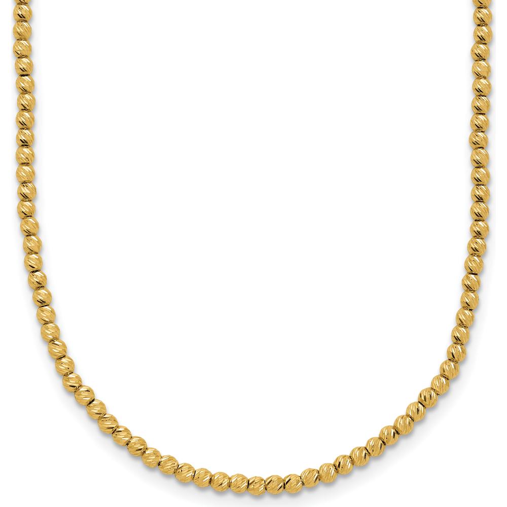 14K Yellow Gold Polished Diamond-Cut Beaded 18" Necklace by 0