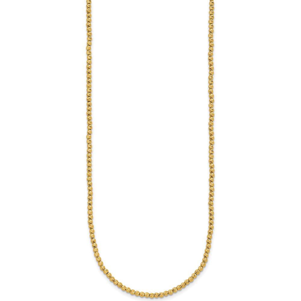 14K Yellow Gold Polished Diamond-Cut Beaded 18" Necklace by 0