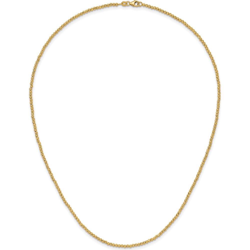 14K Yellow Gold Polished Diamond-Cut Beaded 18" Necklace by 0