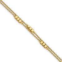 14K Yellow Gold Polished Diamond-Cut Beaded Double Strand Bracelet - 7.5” Length by Oro Pregiato