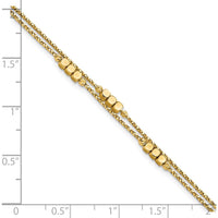 14K Yellow Gold Polished Diamond-Cut Beaded Double Strand Bracelet - 7.5” Length by Oro Pregiato