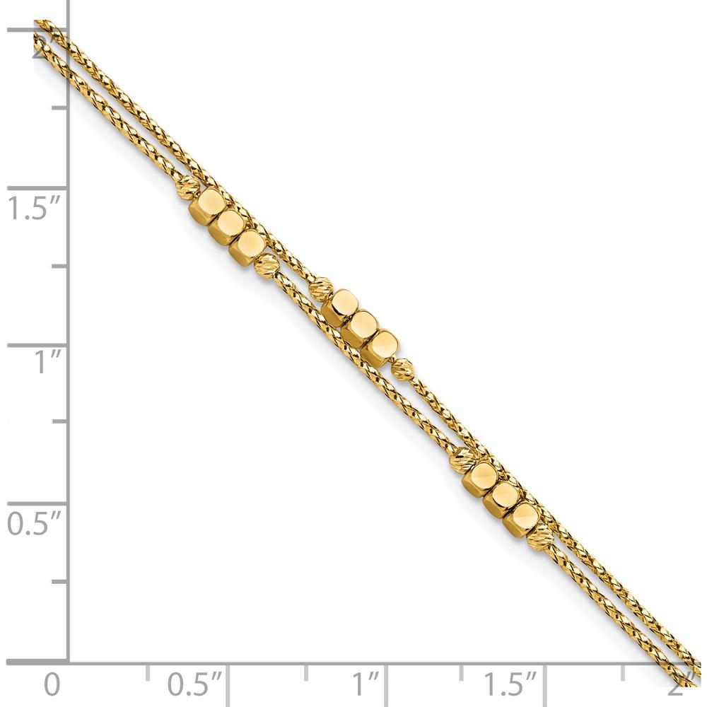 14K Yellow Gold Polished Diamond-Cut Beaded Double Strand Bracelet - 7.5” Length by Oro Pregiato