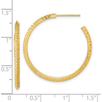 14K Yellow Gold Polished Diamond-Cut C-Hoop Earrings - 31mm Length by 0