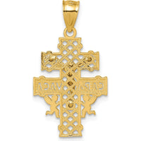 14K Yellow Gold Polished Diamond-Cut Cara Vaca Crucifix Pendant by Oro Pregiato