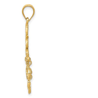 14K Yellow Gold Polished Diamond-Cut Chandelier Pendant - 35mm Length by Oro Pregiato