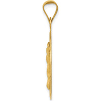 14K Yellow Gold Polished Diamond-Cut Corpus Circle Pendant - 33mm Length by Oro Pregiato