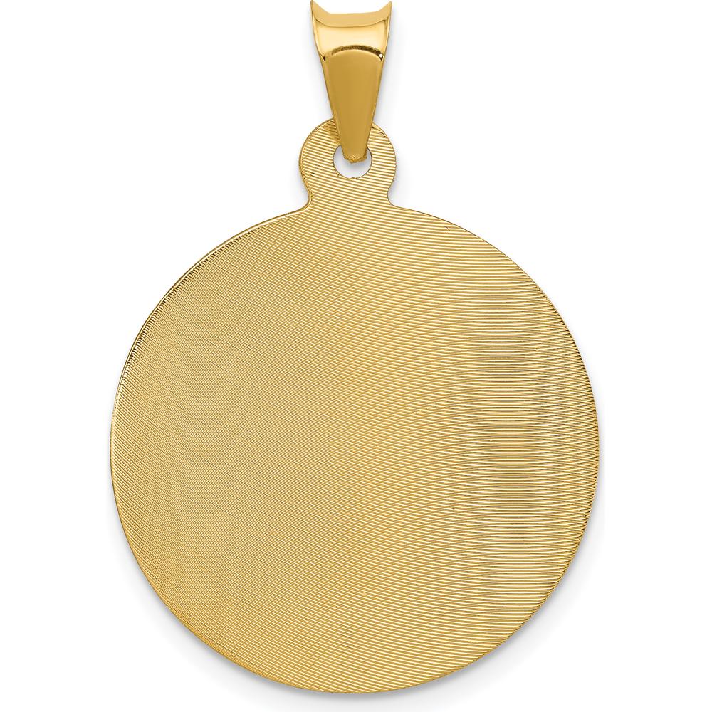 14K Yellow Gold Polished Diamond-Cut Corpus Circle Pendant - 33mm Length by Oro Pregiato