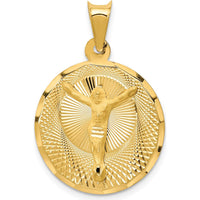 14K Yellow Gold Polished Diamond-Cut Corpus Circle Pendant by Oro Pregiato