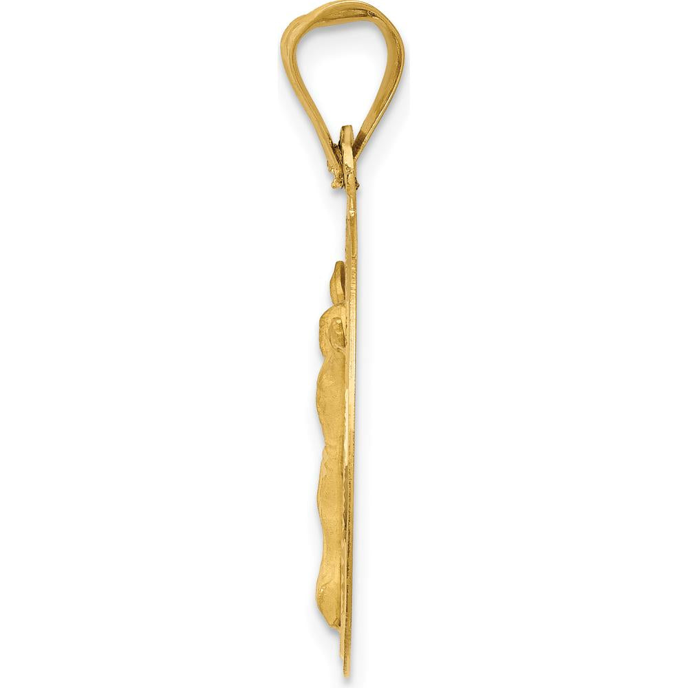 14K Yellow Gold Polished Diamond-Cut Corpus Circle Pendant by Oro Pregiato