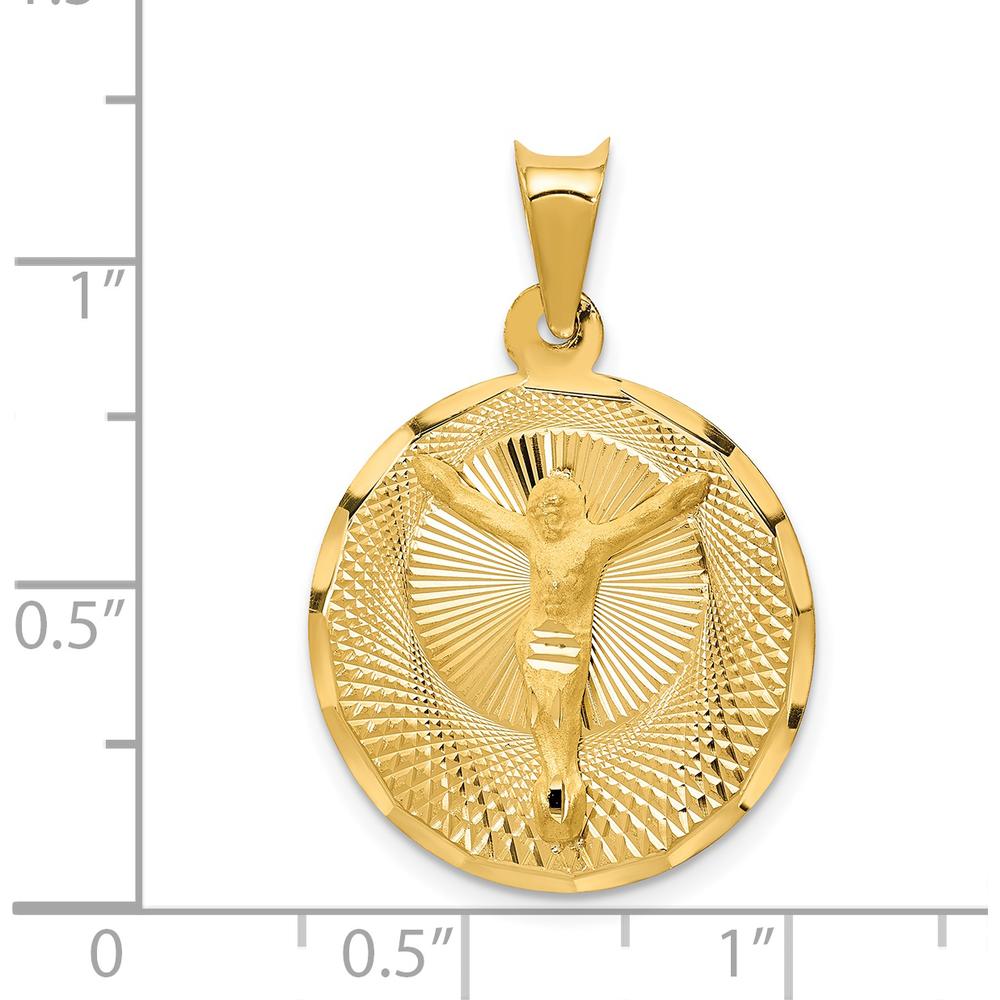 14K Yellow Gold Polished Diamond-Cut Corpus Circle Pendant by Oro Pregiato
