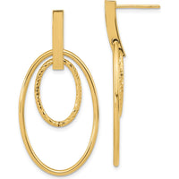 14K Yellow Gold Polished Diamond Cut Dangle Earrings with Post & Push Back Closure by 0
