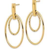 14K Yellow Gold Polished Diamond Cut Dangle Earrings with Post & Push Back Closure by 0