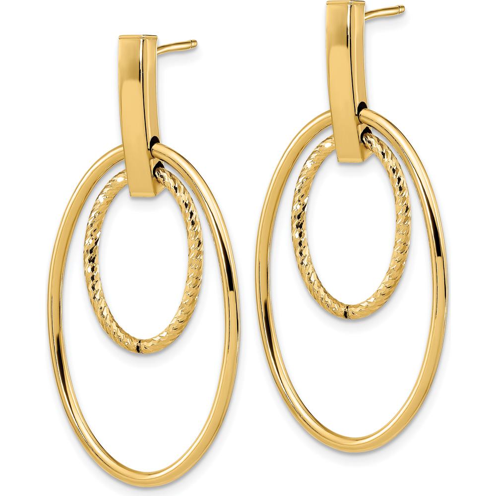 14K Yellow Gold Polished Diamond Cut Dangle Earrings with Post & Push Back Closure by 0