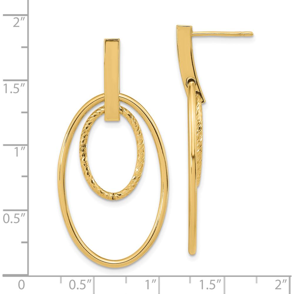14K Yellow Gold Polished Diamond Cut Dangle Earrings with Post & Push Back Closure by 0